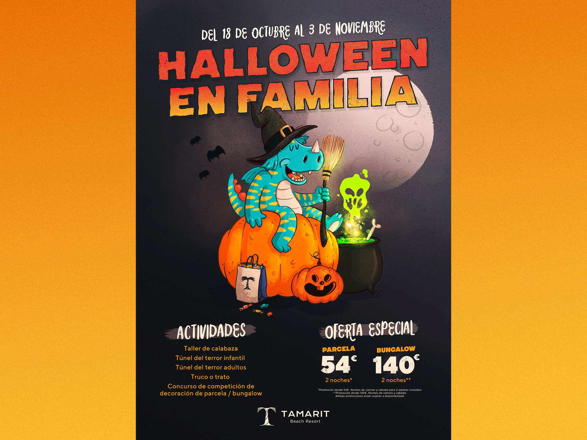 Cartel Halloween en familia